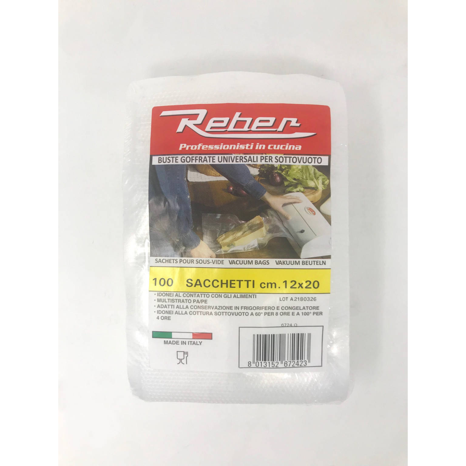 BUSTA 100 SACCHETTI GOFFRATI cm. 12×20 – crt. 32 pz.