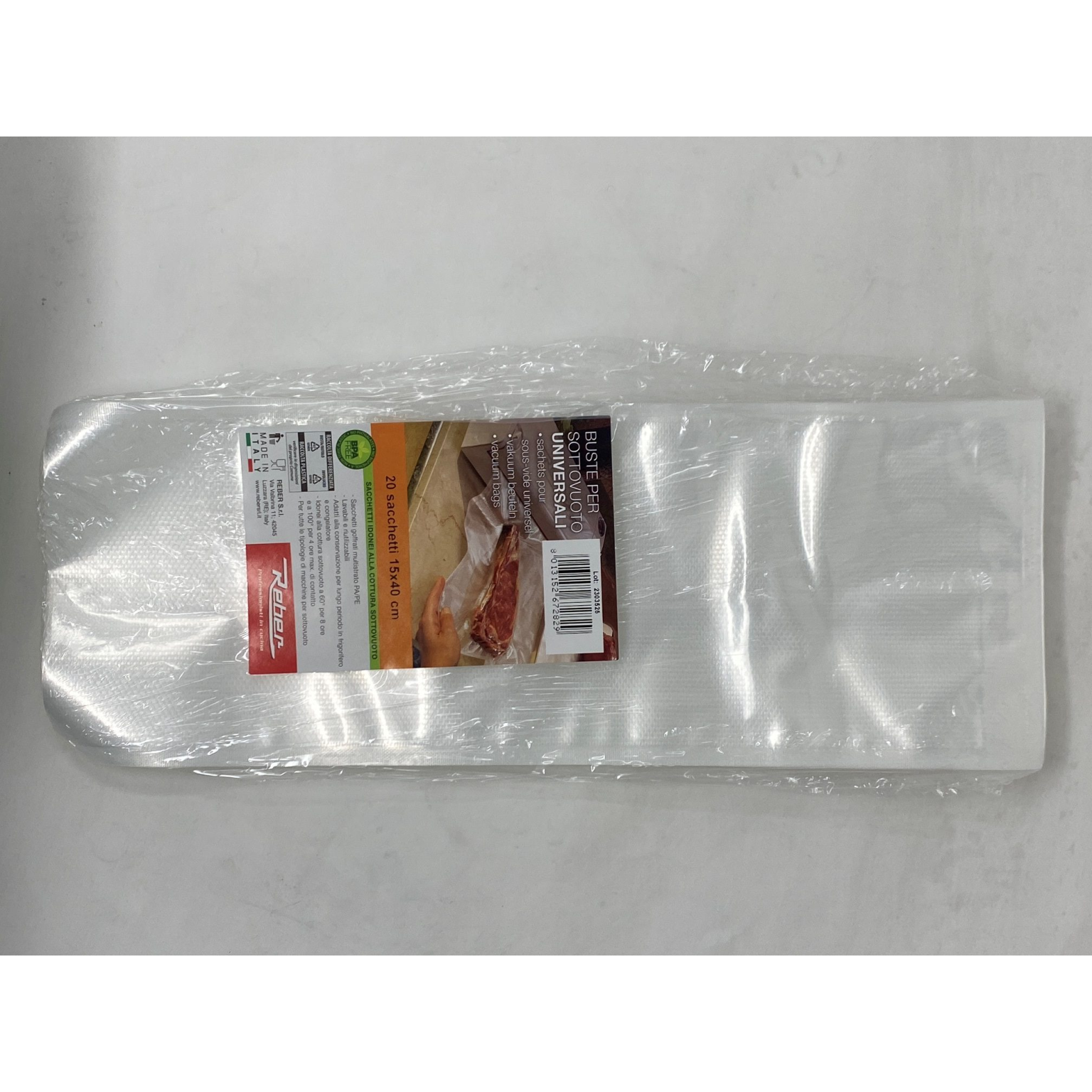 BUSTA 100 SACCHETTI GOFFRATI cm. 15×40 – crt. 12 pz.